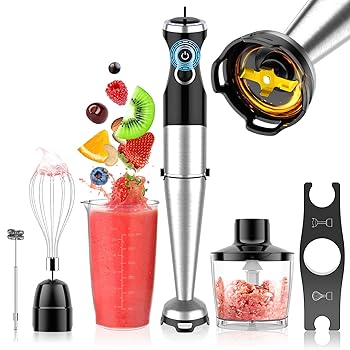 【中古】【最新デザイン・チタンコーティング刃】ハンドブレンダー 離乳食 ブレンダー 1台7役 1000W 電動 ミキサー ハンドミキサー 20000回/分【鍋保護・