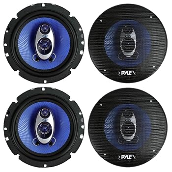 【中古】【未使用】Pyle PL63BL 6.5インチ 720ワット 3ウェイ カーオーディオ 同軸スピーカー ブルーステレオ 4個