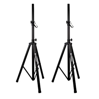 【中古】Dj/PAスピーカーシステム用三脚スピーカースタンドペア 高さ4フィートから6フィートまで調節可能(2)