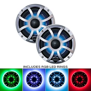 【中古】【未使用】wet sound REVO 6-XSS シルバー オープン XS グリル 6.5インチ マリン LED 同軸スピーカー (ペア) RGB LEDスピーカーリング付き
