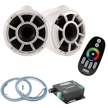 【中古】wet sounds REV10W-X Xマウントタワースピーカー RGB LEDスピーカーリング&LEDミュージックコントローラー付き