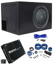 【中古】KICKER 48CWR122 COMPR12 1000W 12インチ サブウーファー+ベントボックス+モノアンプ+アンプキット