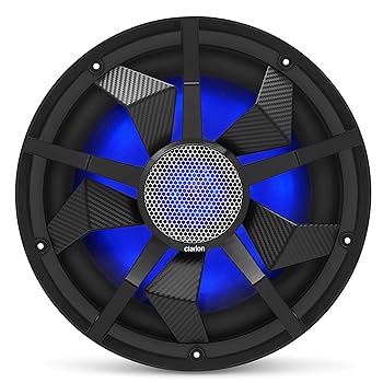 【中古】Clarion CM3013WL 12インチ マリンサブウーファー 300W RMS パワーハンドリング デュアル2オーム ボイスコイル RGBイルミネーション ブラック&シ