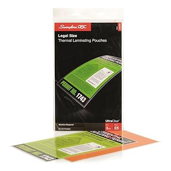 【中古】【未使用】3200578 GBC HeatSeal Legal Laminating Pouch by Swingline