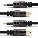【中古】FosPower (1.8m X 2本) 光デジタルケーブル Mini TOSLINK (3.5mm ミニ トスリンク) オーディオ オプティカルケーブル (角型-丸型)【高耐久 24K金