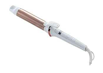 【中古】LAVIEL ヘアアイロン カールアイロン 34mm チタンコーティング 海外対応 温度調節11段階 MAX200℃ ブラシアタッチメント付き ホワイト LV-C02