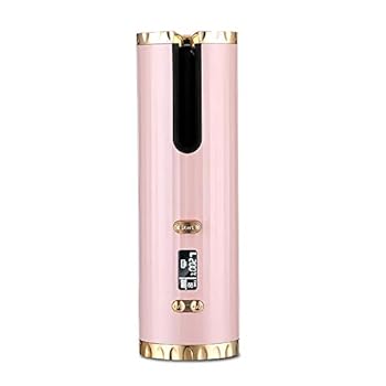 【中古】ヘアアイロン オートカーラー USB充電 携帯 簡単巻髪 温度調整可能 (ピンク)
