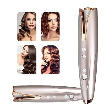 【中古】ワイヤレス自動ヘアアイロン、コードレス自動カーラー、セラミックプロフェッショナルヘアカーラー、USB充電、ポータブルヘアアイロン、ウェーブ
