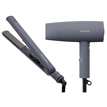 【中古】SALONIA サロニア スターターセット ドライヤー ヘアアイロン 24mm グレー