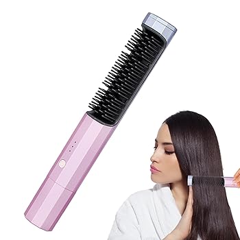 【中古】コードレスヘアアイロンブラシ,2 In 1 コードレス縮毛矯正ブラシ - ナチュラルヘア用電動ストレートコーム、ワイヤレス縮毛矯正コームヘアストレ 【中古】コードレスヘアアイロンブラシ,2 In 1 コードレス縮毛矯正ブラシ - ナチュラルヘア用電動ストレートコーム、ワイヤレス縮毛矯正コームヘアストレ