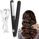 【中古】ヘア-アイロン 2in1 ヘアアイロン ストレート 持ち運び ミニヘアアイロン 火傷防止 ヘアアイロン 充電式 USB 軽量 ヘアーアイロン ヘアアイロ...