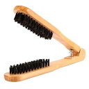 【中古】【未使用】BstXqty プロフェッショナルヘアアイロンコーム、理髪コームダブルブラシ木製帯電防止ストレートヘアアイロンツール、ストレートヘアの毎日のメ