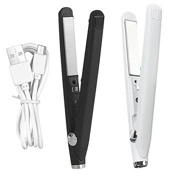 【中古】トラベルヘアアイロン - 2 in 1 ヘアアイロンとカーラー トラベル サイズ | USB 電源高速ヒートアップセラミックプレートヘアアイロンプロのヘア 【中古】トラベルヘアアイロン - 2 in 1 ヘアアイロンとカーラー トラベル サイズ | USB 電源高速ヒートアップセラミックプレートヘアアイロンプロのヘア