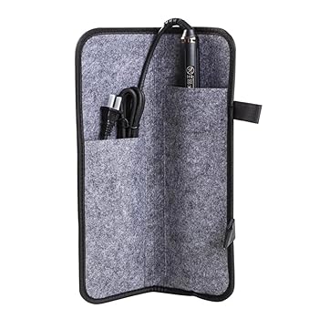 【中古】【未使用】ヘアアイロンケース 耐熱 ヘアアイロンポーチ 熱いまま 38x20cm 大きめ フェルト コード収納 防塵 持ち運び便利 洗面所 旅行 出張 収納用品 ヘア