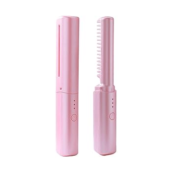 【中古】USB充電式ミニヘアアイロン ヒートブラシ コードレスポータブルヘアアイロンブラシ, 2way コードレスヘアアイロンブラシ, 2 In 1 トラベルヘアス