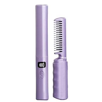 【中古】ヒートブラシ コードレス 充電式ヘアアイロン 縮毛矯正ブラシ イオン縮毛矯正ブラシ、5000mAh大容量3段階の加熱、150〜180℃温度調整で髪を縮れ