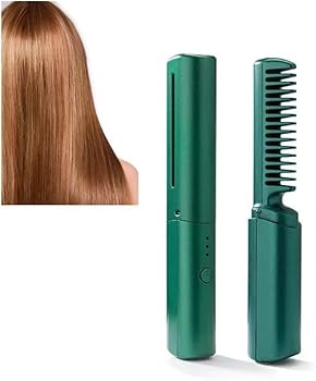 【中古】【未使用】Kisigim 充電式ミニヘアアイロン, ポータブルヘアアイロンブラシ, コードレスヘアアイロンブラシ, 2 In 1 トラベルヘアストレートナー, USB充電