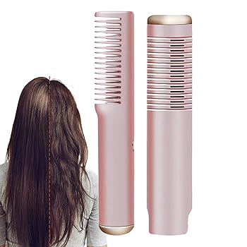 【中古】ncba 熱風ブラシ - 2 in 1 ポータブルヘアドライヤーとストレートアイロンコーム,充電式ミニヘアアイロン、コードレスヘアアイロンブラシ、ポー