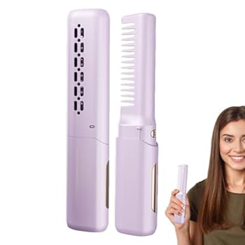 【中古】【未使用】充電式ストレートアイロン、電動ヘアストレートブラシ、熱ストレートブラシ、抗熱傷ヘアスタイリングツール、2-in-1 ヘアストレートブラシ、コー