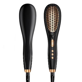 【中古】ストレートブラシ ブラシアイロン 【80℃〜230℃温度調節&マイナスイオン機能】 ヘアアイロン LEDパネル 静電気防止 火傷防止 16段階温度調節可