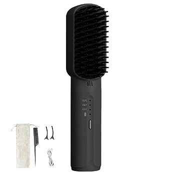 【中古】【未使用】ストレートヘアアイロンブラシ、高速加熱ヘアストレートコームワイヤレスホット旅行や日常使用に最適