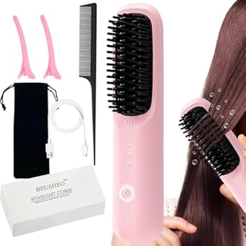 【中古】Carbeneat Brusheo Hair Pro コードレス ヘアストレートブラシ 女性用 セラミックヒーター表面 3モード設定 トラベルサイズ ピンク (7.8インチ x 【中古】Carbeneat Brusheo Hair Pro コードレス ヘアストレートブラシ 女性用 セラミックヒーター表面 3モード設定 トラベルサイズ ピンク (7.8インチ x