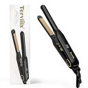 【中古】Terviiix ストレートアイロン 15mm シルク-スムーステックプレート 前髪用 ヘアアイロンメンズ 持ち運びミニヘアアイロン 10段階温度設定120-210(4)