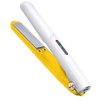 【中古】【未使用】ヘアアイロン コードレス ストレート 2way カール メンズ ミニ USB充電式 海外対応 男女兼用 プロ 日本語取扱説明書付き ポーチ付き