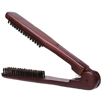 【中古】ヘアアイロンコーム 両面ブラシ 耐摩耗性 帯電防止 V字型 毛コーム ダブルブラシ 理髪スタイリング アクセサリー