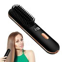 【中古】【未使用】コードレスヘアアイロンブラシ、35W ポータブルマイナスイオン矯正コーム、温度および電力表示機能付き、5V/5000mAh バッテリー USB...