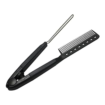 【中古】KESYOO 1個 V字型縮毛 コーム クシ comb ヘアコテ ヘア コテ 散髪用品 黒髪用ストレートコーム V字型ストレートヘアアイロン ヘアスタイリングコ