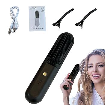 【中古】旅行用矯正ブラシ、女性用矯正ブラシ | ポータブル矯正ブラシ,ヘアアイロンスタイリングコーム 温度調節可能な熱風ヘアブラシ 女性用 母親用