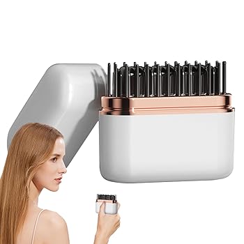 【中古】【未使用】Kezvmhy ポータブルストレートヘアコーム、コードレスストレートヘアアイロンブラシ - 女性用マイナスイオンホットブラシヘアアイロン - USB充電