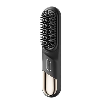 【中古】HEHW ヒートブラシ コードレス ストレートヘアアイロンブラシ マイナスイオン ミニアイロンブラシ ポータブル Type-C充電 140〜220℃ 4段階温度