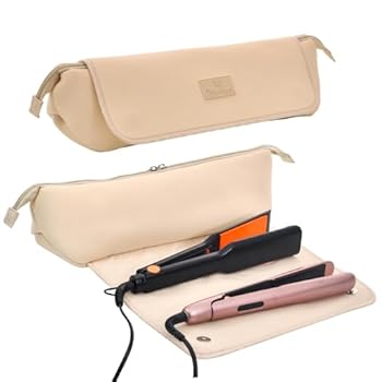 【中古】ヘアツール トラベルバッグ ヒートアイロンバッグ 耐熱マット付き ヘアアイロン ストレートナー ドライヤー用 大容量 2イン1デザイン 内ポケット