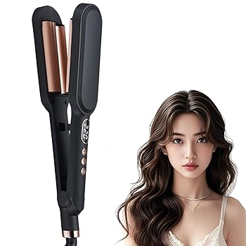 【中古】【未使用】カールアイロン 32mm ウェーブアイロン 挟むだけ ヘアアイロン 140℃〜220℃ ワッフル..