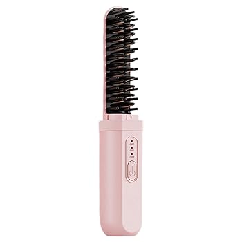 【中古】女性用ストレートヘアアイロン、コードレスヘアストレートコーム - 充電式セラミック高速加熱ヘアストレートコーム - 3温度LCDディスプレイ、コ