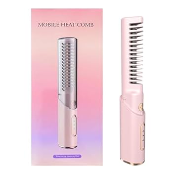 【中古】コードレス矯正ブラシ - 加熱コームヘアストレートナー | USB充電式コームストレートアイロン、コードレスヘアストレートナーカーラーブラシ、旅