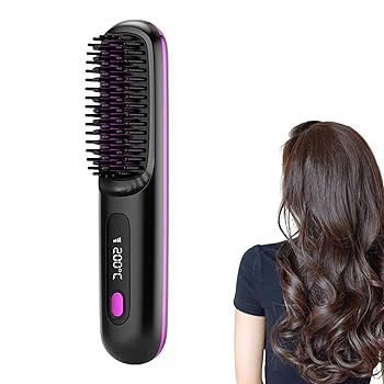 【中古】ブラシアイロン ヘアアイロンブラシ ヒートブラシ コードレス ヘアアイロンブラシ ポータブルストレートアイロンブラシ USB充電コードレ