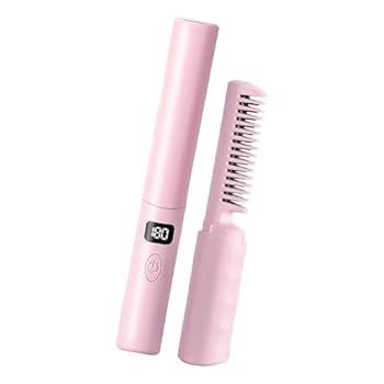 【中古】コードレスストレートヘアアイロンヘアスタイリングツール火傷防止デュアルパーパススタイリングコーム多機能ホットコームホームポータブル、バ