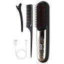 【中古】【未使用】コードレスストレートヘアアイロンブラシ電気ストレートヘアコーム充電式ポータブルヘアストレートアイロンワイヤレス