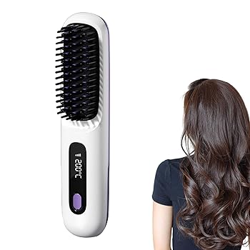 【中古】【未使用】縮毛矯正ブラシ、縮毛矯正ブラシ, USB 充電電動ヘアブラシ LCD ディスプレイ、ストレートヘアアイロン 3 つの加熱設定, 30代の家庭旅行用ヒート