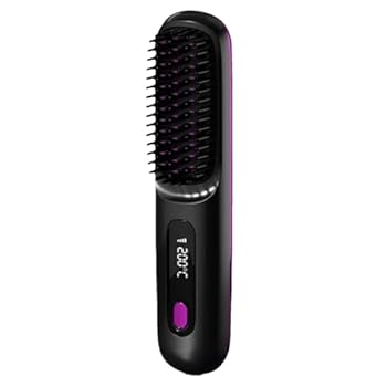 【中古】ヘアアイロンブラシ、コードレスヘアアイロンブラシ、旅行用ポータブル加熱ストレートコーム、ミニマイナスイオンヘアアイロンブラシ USB充電式
