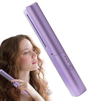 【中古】Euyehn 女性用ブラシストレートナー、ヘアアイロンブラシ | スタイリングコームストレートブラシ - 充電式ストレートブラシ、ヘアストレートコー