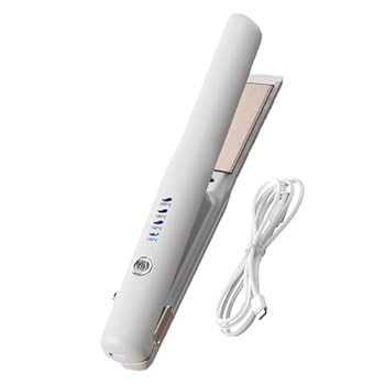 【中古】【未使用】2in1 ヘアアイロンとカーラー、フラットアイロンヘアアイロン、USB コードレスヘアアイロン、充電式 4 温度設定ヘアスタイリングツールポータブ