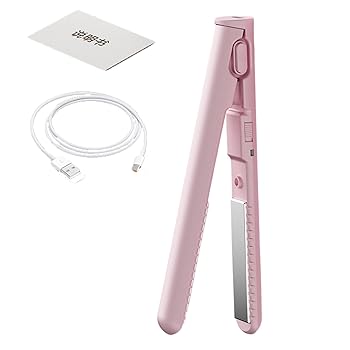 【中古】Mdikawe ショートヘア用小型フラットアイロン、トラベルフラットアイロン | トラベルアイロンヘアアイロン、コードレスヘアアイロン,USB 充電 2-