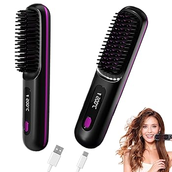 【中古】Go Brush Pro ヘアストレートナー&カーラー 2-in-1 ? マイナスイオン付きコードレスコーム 4000mAh 高速加熱 & ポータブルトラベルデザイン 矯