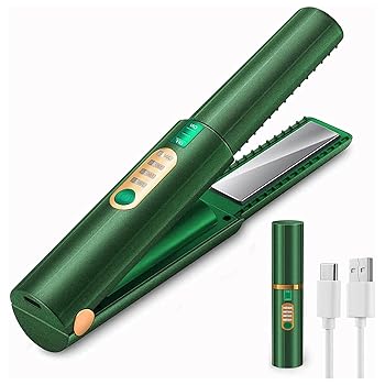 【中古】【未使用】USBヘアカーラー ストレートヘアアイロン 2in1 両用カールアイロン ミニヘアアイロン 持ち運び 美しいヘアスタイルを作成します 男女兼用 初心者