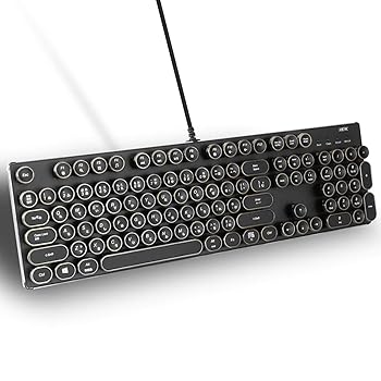 【中古】HKW タイプライター風メカニカルキーボード 青軸 104キー USB有線 日本語キーボード (アンティーク風)