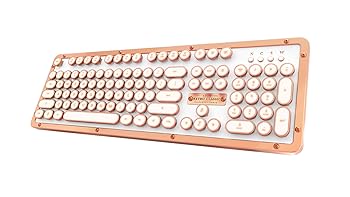 【中古】【未使用】Azio Retro Classic Bluetooth Posh - 高級ビンテージバックライトメカニカルキーボード、ホワイト/銅(MK-RETRO-L-BT-02-US) 【中古】【未使用】Azio Retro Classic Bluetooth Posh - 高級ビンテージバックライトメカニカルキーボード、ホワイト/銅(MK-RETRO-L-BT-02-US)